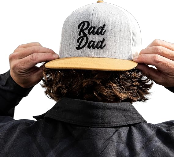 DadBod Rad Dad Mens Flat Bill Snapback Trucker Hat