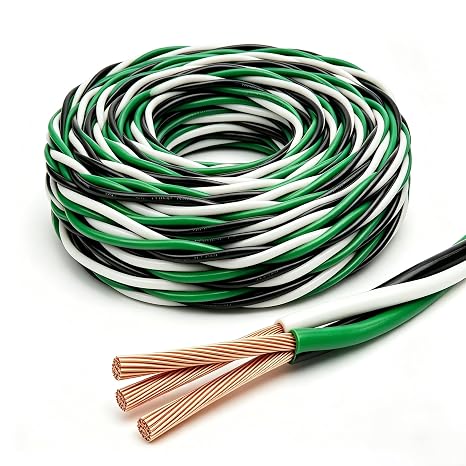 THHN Wire 12 Gauge 3 Conductors Copper Wire Black White Green, 50FT