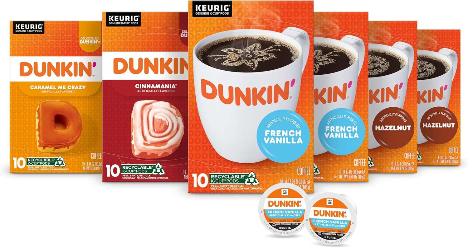 Dunkin Mixed Flavor Coffee Variety Pack, 60 Keurig K-Cup Pods