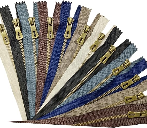Wonesifee #3 Close End Metal Zippers 12Pcs 6Colors Purse Bag Sewing Zipper