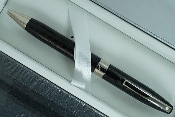 Sheaffer Hand made in USA Legacy Heritage Look of Leather Formal Black barrel and Palladium Appointments Ballpoint pen and Matching Journal set