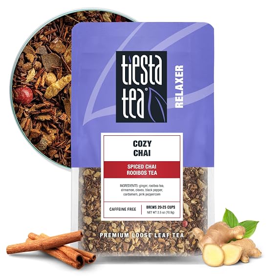 Tiesta Tea - Cozy Chai, Loose Leaf, Spiced Chai Rooibos Tea | Premium Caffeine-Free Herbal Blend, Makes Hot or Iced & Up to 25 Cups, 2.5oz Resealable Pouch