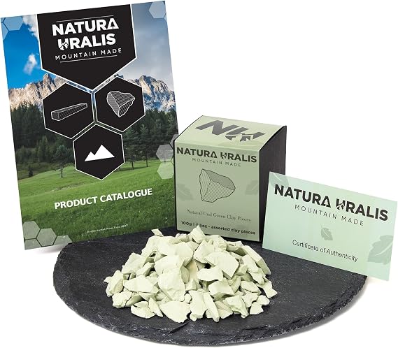 Natura Uralis Ural Green Clay, Natural Green Clay, Pastel to Emerald Green, Amazingly Crisp, Satisfying Earthy, Velvety and Solid Texture (Mini Pack (100 g))