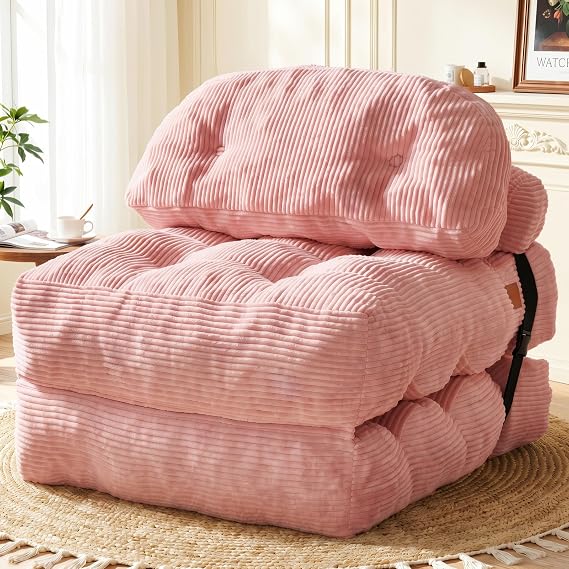 Folding Sofa Bed, Convertible Sleeper Chair with Back Support and Pillow