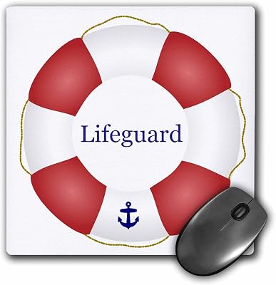 3dRose 8 X 8 X 0.25 Lifeguard Lifesaver Swimming Pool Life Saver Preserver Sea Beach Life Guard Red And White Float Mouse Pad mp_112970_1