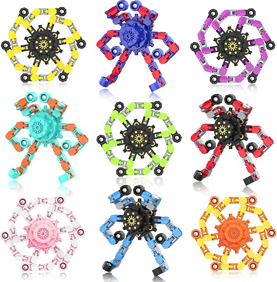 Transformable Fidget Spinners,9PCS Funny Sensory Fidget Toys for Kids | Deformable DIY Robot Spinner Fingertip Stress Relief Gyro Toy Kids Halloween Party Favors Stocking Stuffers Gifts