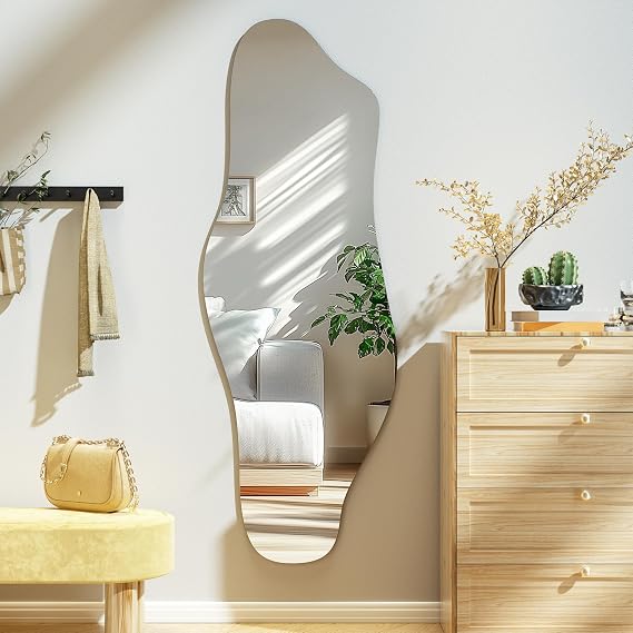 Hasipu 55"x20" Irregular Wall Mirror Frameless Asymmetrical Mirror for Wall | Frameless Large Wall Mirror, 4mm Tempered Glass, Horizontal & Vertical, Wall Mount, Modern Home Decor, Entryway, Hallway