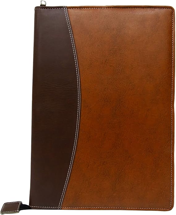 Gemson B4 Size Business Faux Leather Portfolio Zippered Closure Document Folder 20 Glass Clear Pockets Presentation Folder