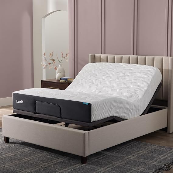 Lucid L600 Adjustable Bed Frame Zero Gravity Massage App, Queen