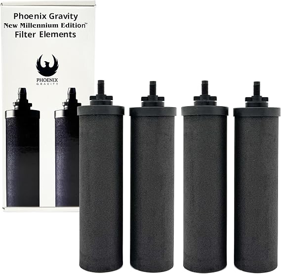 Berkey - Phoenix Gravity New Millennium Edition Filter Elements -NSF 42/372- NMCL Endorsed Replacement in Lieu of Black Berkey Elements BB9-2 Set of 4