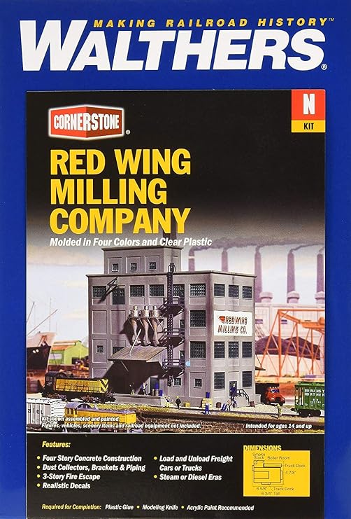 Walthers Cornerstone Red Wing Milling Co. 933-3212 N Scale Model Railroad - Structure Kit