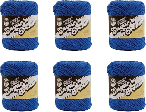 Lily Sugar'n Cream Cotton Yarn for Dishcloths Dazzle Blue 6-Pack | #4 Worsted Yarn, 100% Cotton, Soft Crochet Yarn for Dishcloths, Knitting, Crochet & Home Decor, 120yds, 71g/2.5oz per skein