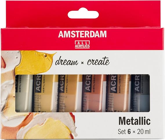 Amsterdam Standard Series Acrylic Paint Set, Metallic, 0.6 fl oz, 6 Count