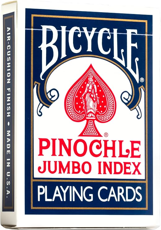 Bicycle Jumbo Pinochle Playing Cards - Large Print Easy to Read Numbers Suits Deck of Cards - Pinochle Deck