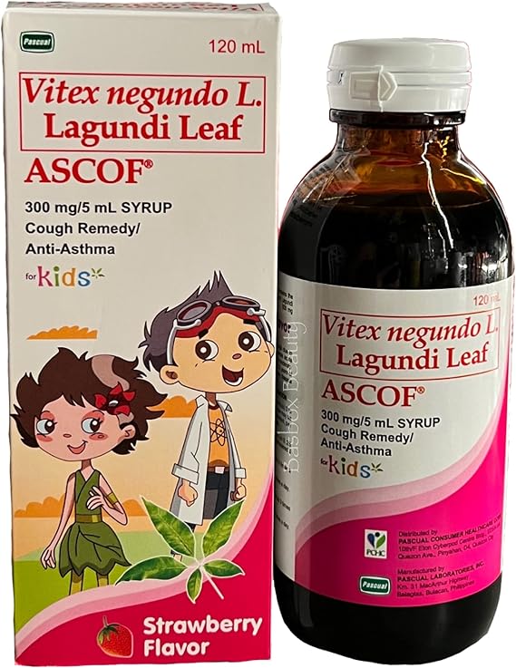 Ascof Forte Lagundi Leaf Syrup for Kids, Strawberry Flavor, 120ml