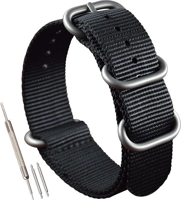 Thick Nylon Watch Strap Replacement 4 Rings Long(18 19 20 21 22 23 24 26mm)
