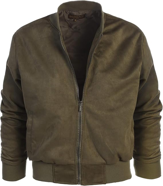 Gioberti Men's Faux Suede Bomber Jacket with Warm Light Inner Padding