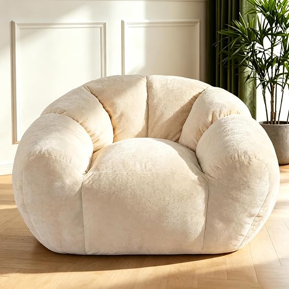 Giant Bean Bag Chair, Oversized Bean Bag Couch with Armrest,Beige