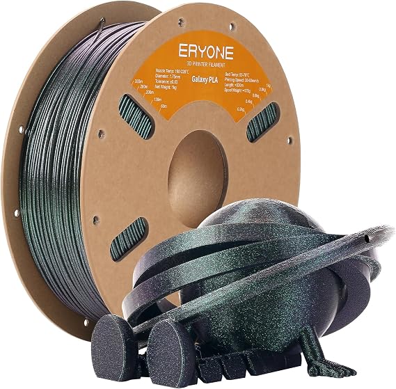 ERYONE Galaxy PLA 3D Printer Filament, Sparkle Glitter PLA, 1.75mm +/-0.03mm, 1kg(2.2LBS)/Spool, Christmas Filament, Galaxy Bipolaris Nebula (Green)