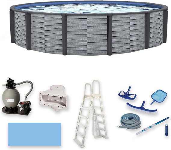 Affinity 24-ft Round 52-in Deep 7-in Top Rail Resin Swimming Pool Package