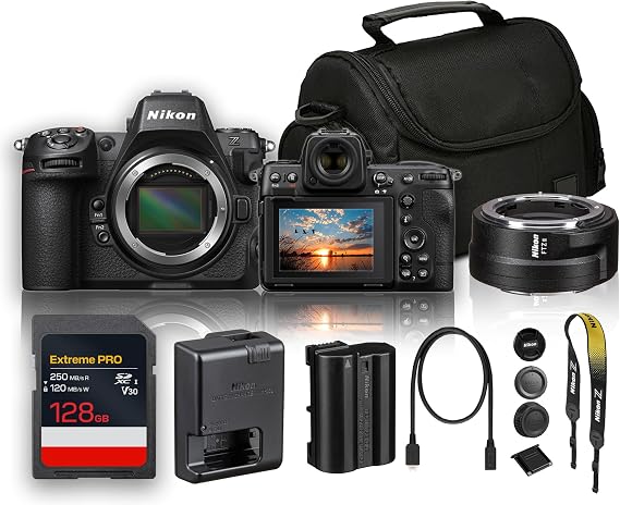 Nikon Z8 Mirrorless Camera + FTZ II Mount Adapter + 128GB Memory Card Bundle