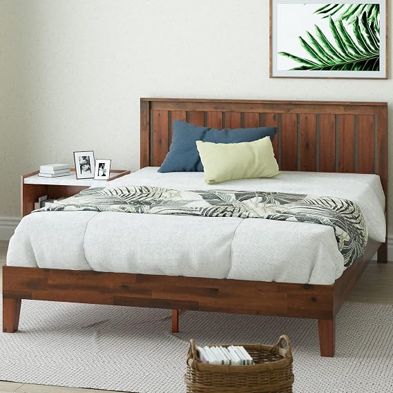Zinus Vivek Deluxe Wood Platform Bed Frame with Headboard, Full