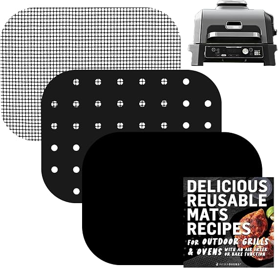 Accessories for Woodfire Outdoor Grill Pro XL, Pro Connect XL, OG800 OG900, Reusable Mats Non-Stick Grill Liners for Wood Fire Electric Air Fryer and Smoker 7-in-1 BBQ, Dishwasher Safe by INFRAOVENS