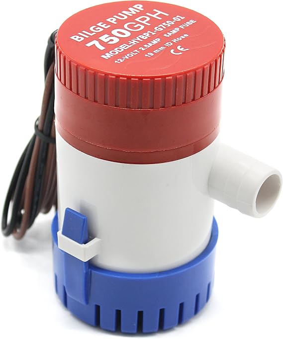 Marine Submersible Boat Rule Bilge Water Pump 750 GPH 12V 3/4 inch Hose Outlet for Boats K3009