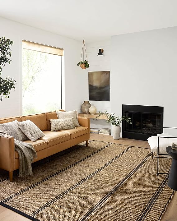 Loloi Angela Rose Colton Natural/Black 2'-0" x 3'-0" Accent Rug | CON-01 Approx. 2x3 Beige Entryway Kitchen, Modern, Textured, Hand-Woven, Neutral, Accent Rug