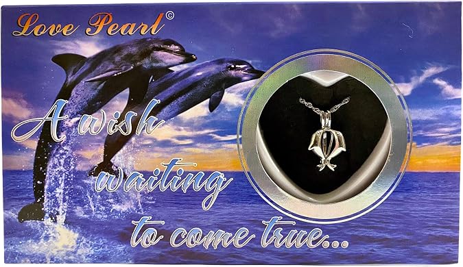 Love Wish Pearl Necklace Set with Stainless Steel Chain 16" (Dolphin)