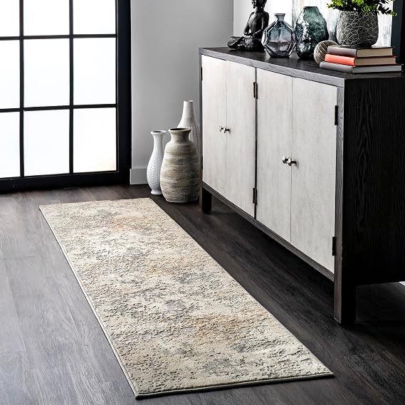 nuLOOM Chastin Beige Abstract Power Loomed Runner Rug, 2' x 6'