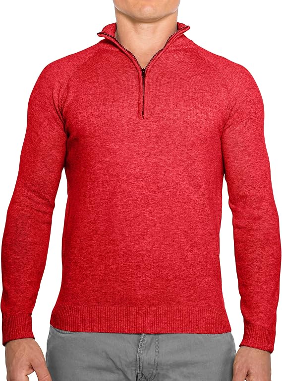 CC Perfect Slim Fit 1/4 Quarter Zip Pullover Men | Durable Wash Friendly Mens Sweater | Soft Fitted Sweaters for Men