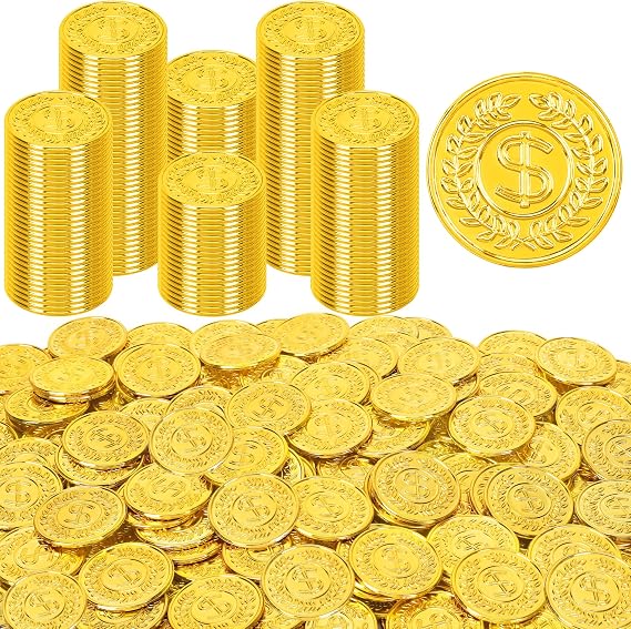 120PCS Gold Coins 1.4in Plastic Fake Pirate Treasure Coins Party Supplies