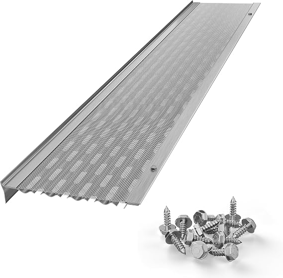 DIY 5" Gutter Covers System for Leaf Protection Featuring Stainless Steel Mesh Aluminum DIY Gutter Guards Contractor Grade Leaf Guards for Gutters - Made in The USA (Mill Finish - 28 Feet)