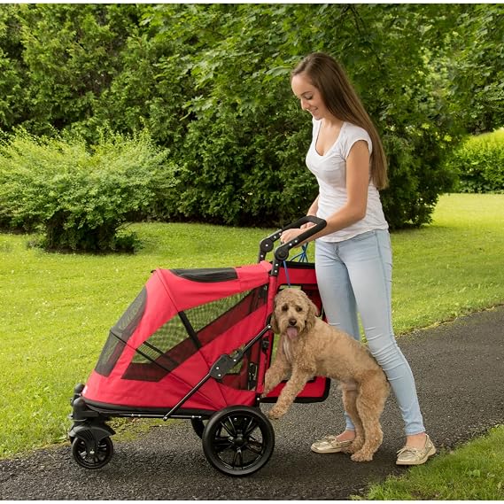 Pet Gear No-Zip Excursion Pet Stroller, Cherry