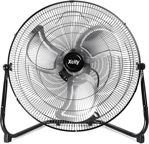 Xcity 20 Inch Metal Industrial Floor Fans, Max 4650 CFM, Heavy Duty High Velocity Fan with 3-speed and 360Adjustable Tilt, for Warehouse, Workshop, Commercial, Factory, Garage