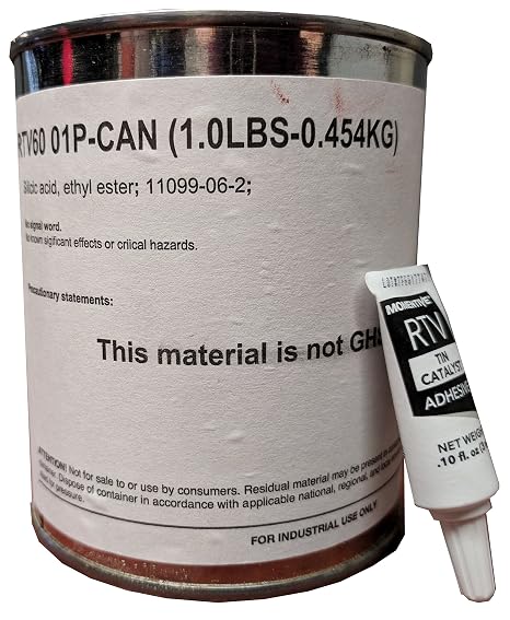 Momentive RTV60-1P RTV 60 Silicone, 1 lbs.Two-Part (Ratio 200:1), Red, Pourable, High Temperature, SS4155-1P Primer Required