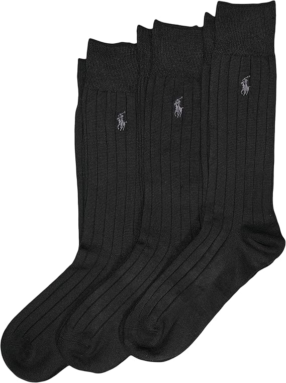 Polo Ralph Lauren Men's Super Soft Ribbed Dress Crew Socks (3-Pack)