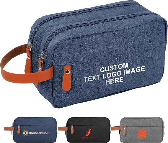 Personalized Toiletry Bag with Logo Image Text for Men Women Bulk