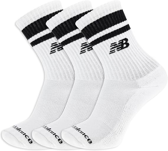 New Balance Unisex Adult Organic Cotton Crew & Mid-crew Socks - 3 Pairs - Arch Support