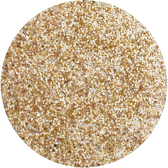 Reef Placemat, Seashells with Sparkling Gold Accents, Coastal, Sparkling, Protective Backing, for Beach-Themed Dining Table Setting, Event, Wedding, Tan, 15" Diameter, Sold Individually