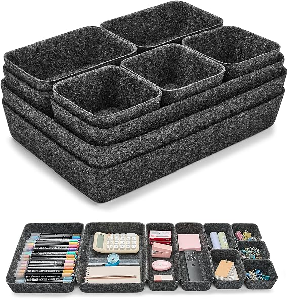 Eurhomewit 9 PCS Desk Drawer Organisers Set, Felt Storage Trays