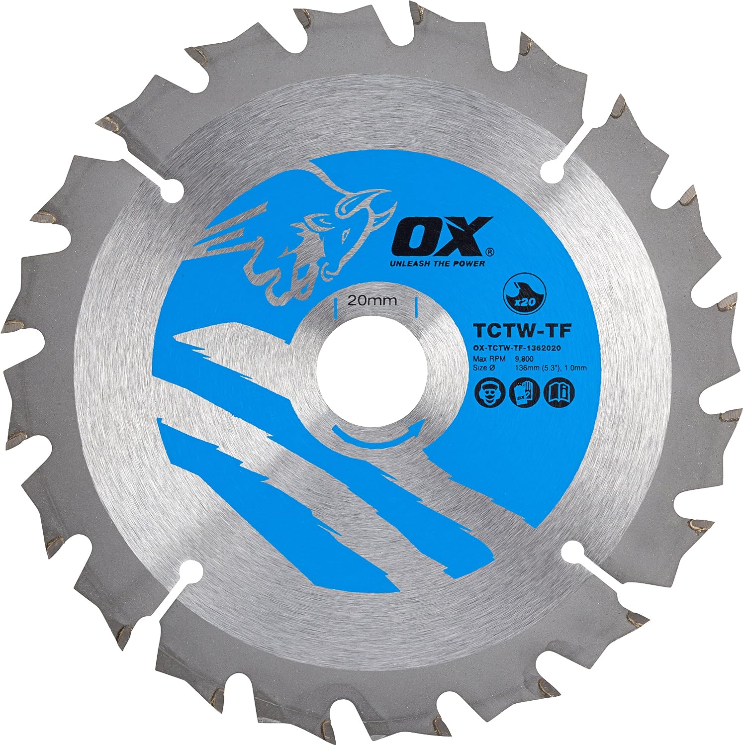 OX Wood Cutting Thin Kerf Circular Saw Blade 13620mm, 20 Teeth ATB