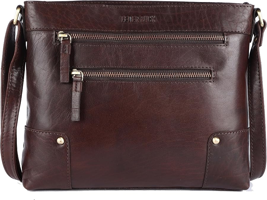 LEDERBUCK Mia Soft Real Leather Womens Crossbody Handbags and Purses-Triple Zip Premium Sling Crossover Shoulder Bag