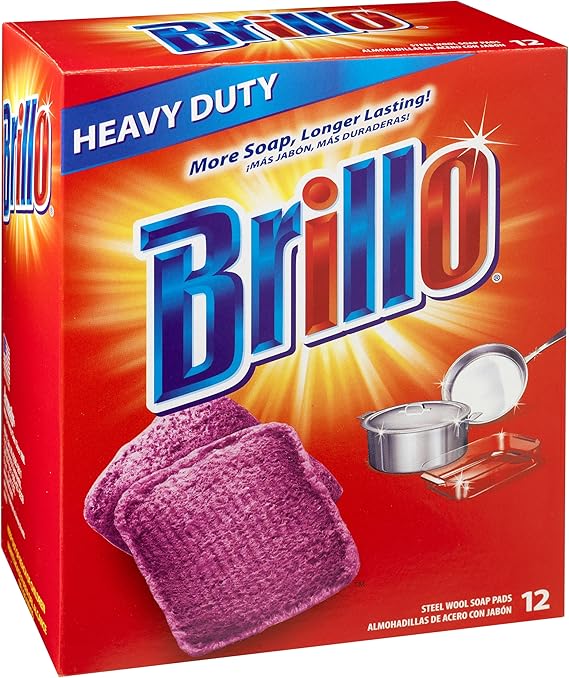 Brillo Heavy Duty Steel Wool Soap Pads, Original Red Scent, 12-Count
